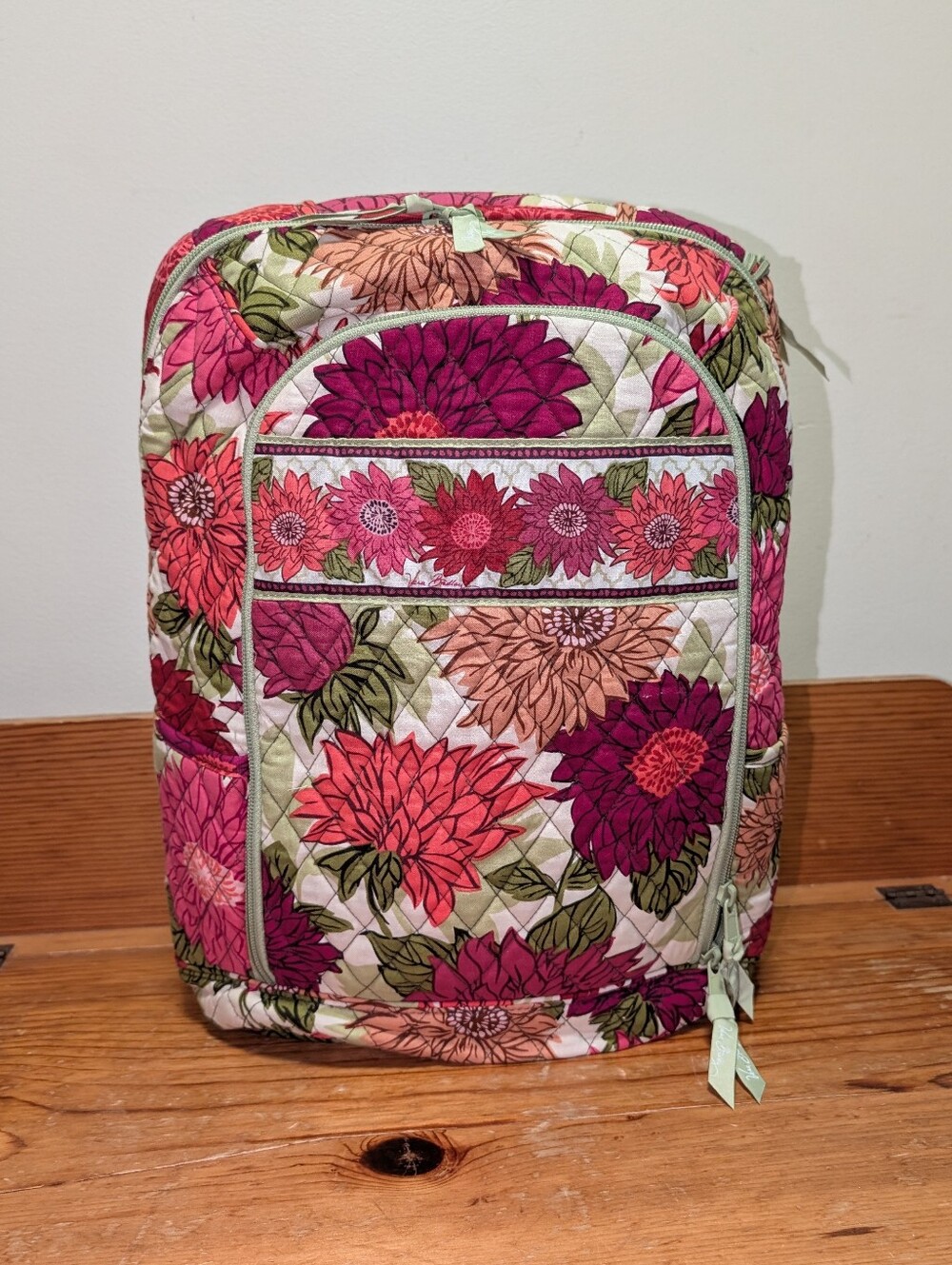 Vera Bradley Hello Dahlia Laptop Backpack Floral Quilted Cotton